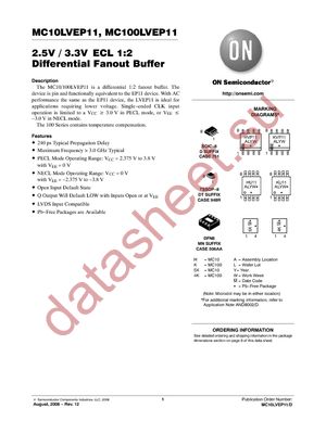 MC100LVEP11DTR2 datasheet  